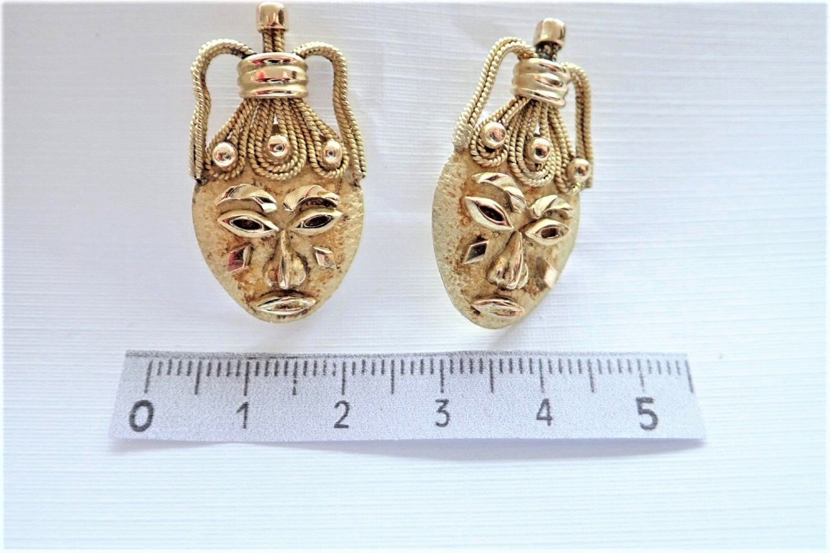 18k Gold Ethnic Style Pendant And Earrings Set-photo-3