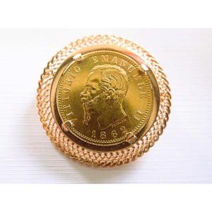Victor Emmanuel 20 Lira Gold Coin Pendant And Brooch