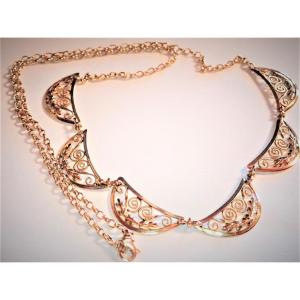 Collier draperie maille filigrane or 18 Carats
