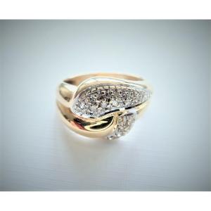 Bague godrons pavage de  diamants Or 18 Carats