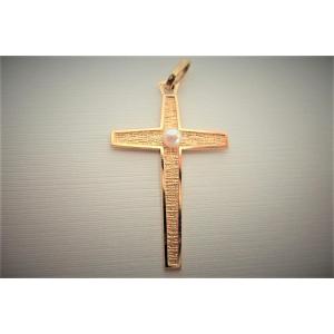 Cross Pendant 18 Carat Gold And Pearl