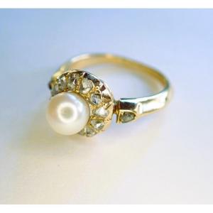 Pearl And Diamond Ring Late 19th Century 18 Carat Gold