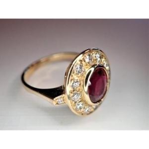 Bague diamants et rubis  18 carats