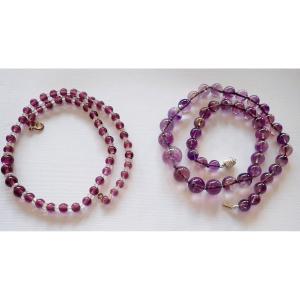 Ensemble de 2 colliers amethyste