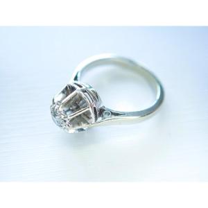 18k White Gold Solitaire Ring Set With A Diamond