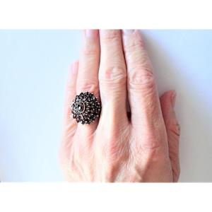 Silver Ring Set With Garnets