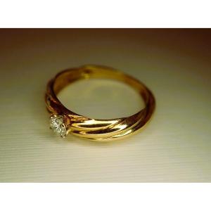 18 Carat Gold Bangle Ring Set With A Diamond