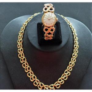 Ensemble collier et montre or 18 carats de marque NIVADA