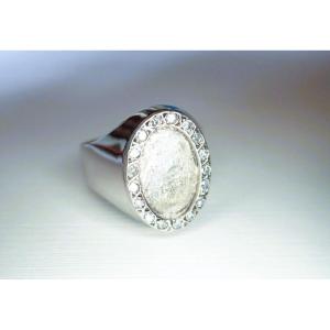 18k White Gold Diamond Signet Ring