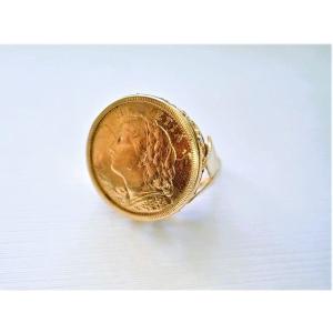 Bague sertie pièce 10 francs suisse