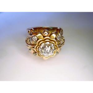 18-carat Gold Art Deco Ring Set With Diamonds