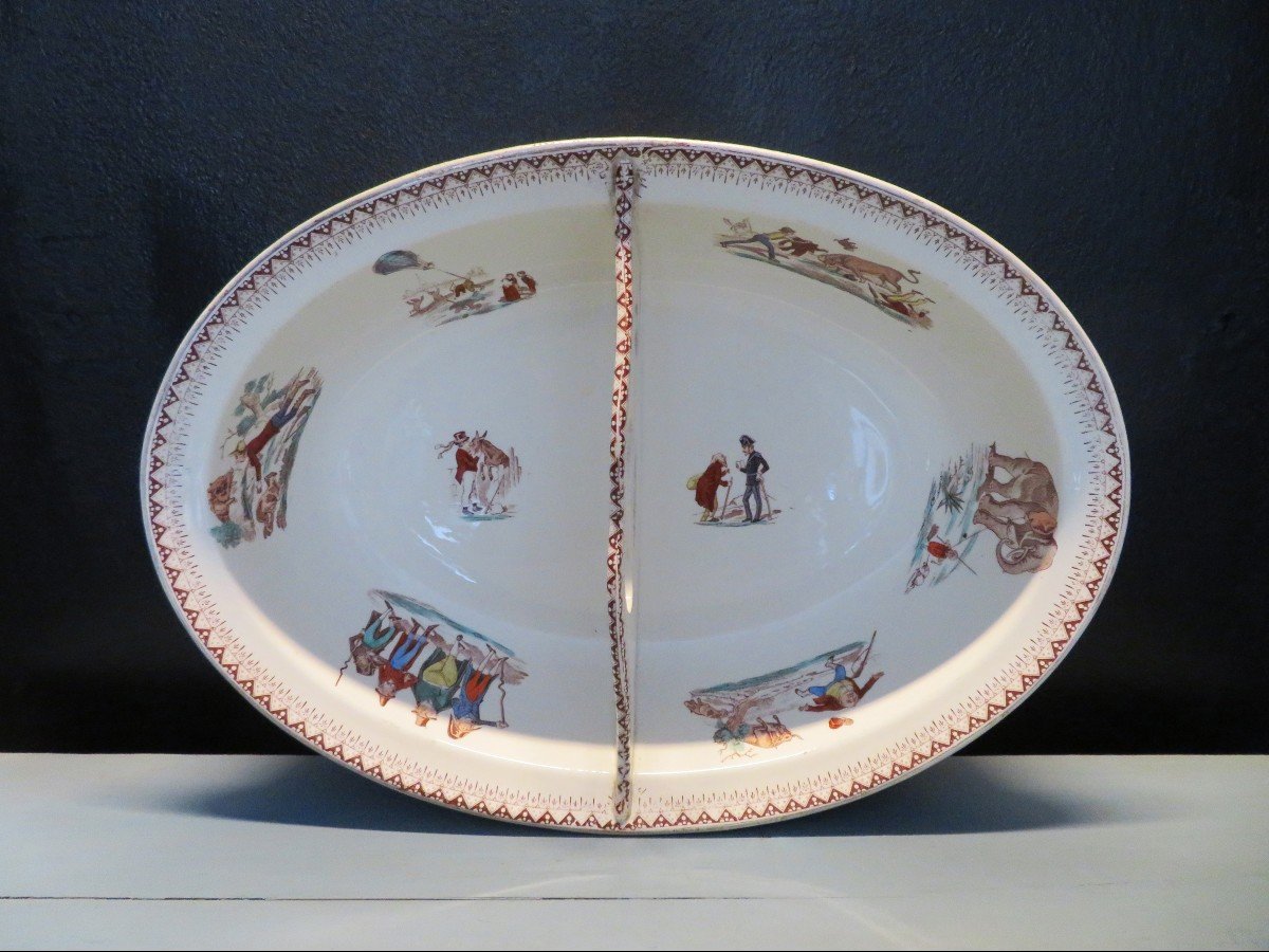 Large Container With Two Compartments In Lunéville Earthenware.