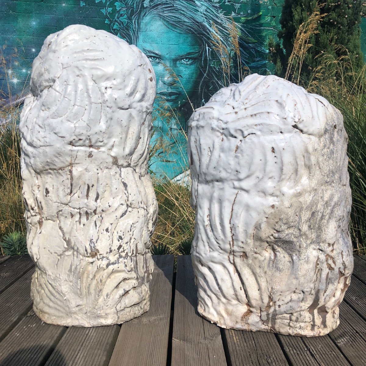 Two (2) Monolithic Ceramic Sculptures By Hervé Rousseau (born In 1955)-photo-2