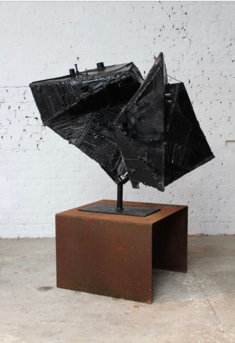 Large Construction, Abstract Metal Sculpture By Belgian Artist Paul Van Gyseghem (1935)-photo-3