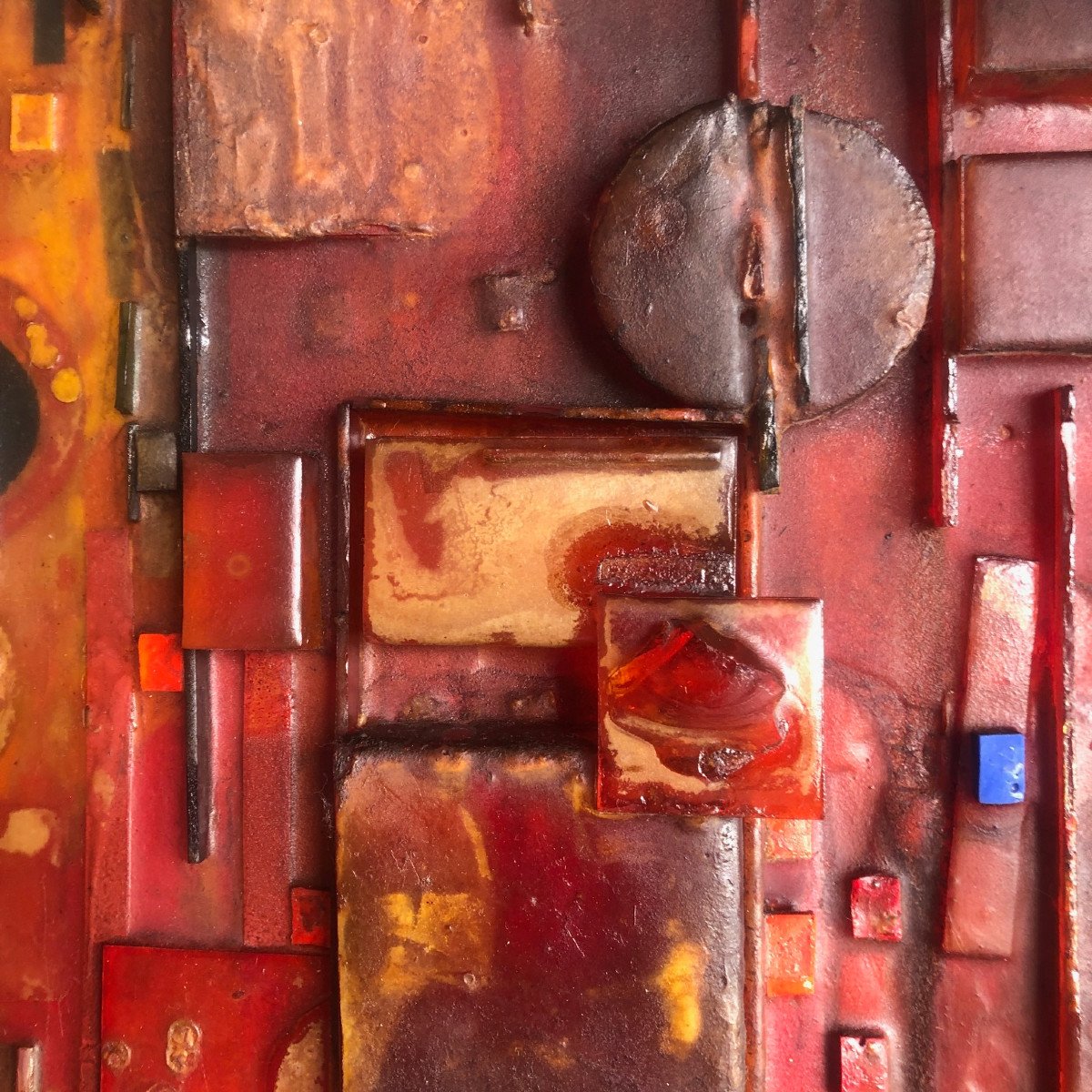 Large Work In Resin, Pigments And Enamels, Abstract Geometry, Work Signed Timmermann-photo-1