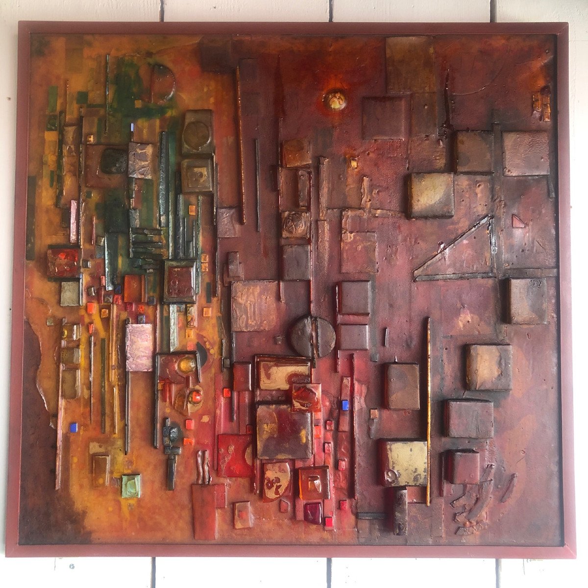 Large Work In Resin, Pigments And Enamels, Abstract Geometry, Work Signed Timmermann