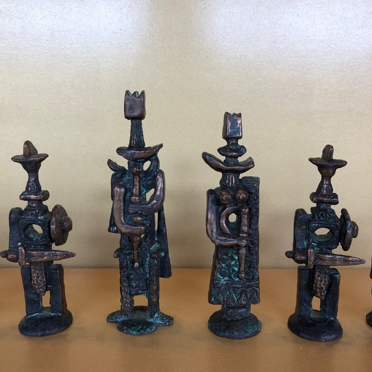 Chess Set In Silvered Bronze And Verdigris Bronze By The Italian Artist Francesco Russo-photo-3