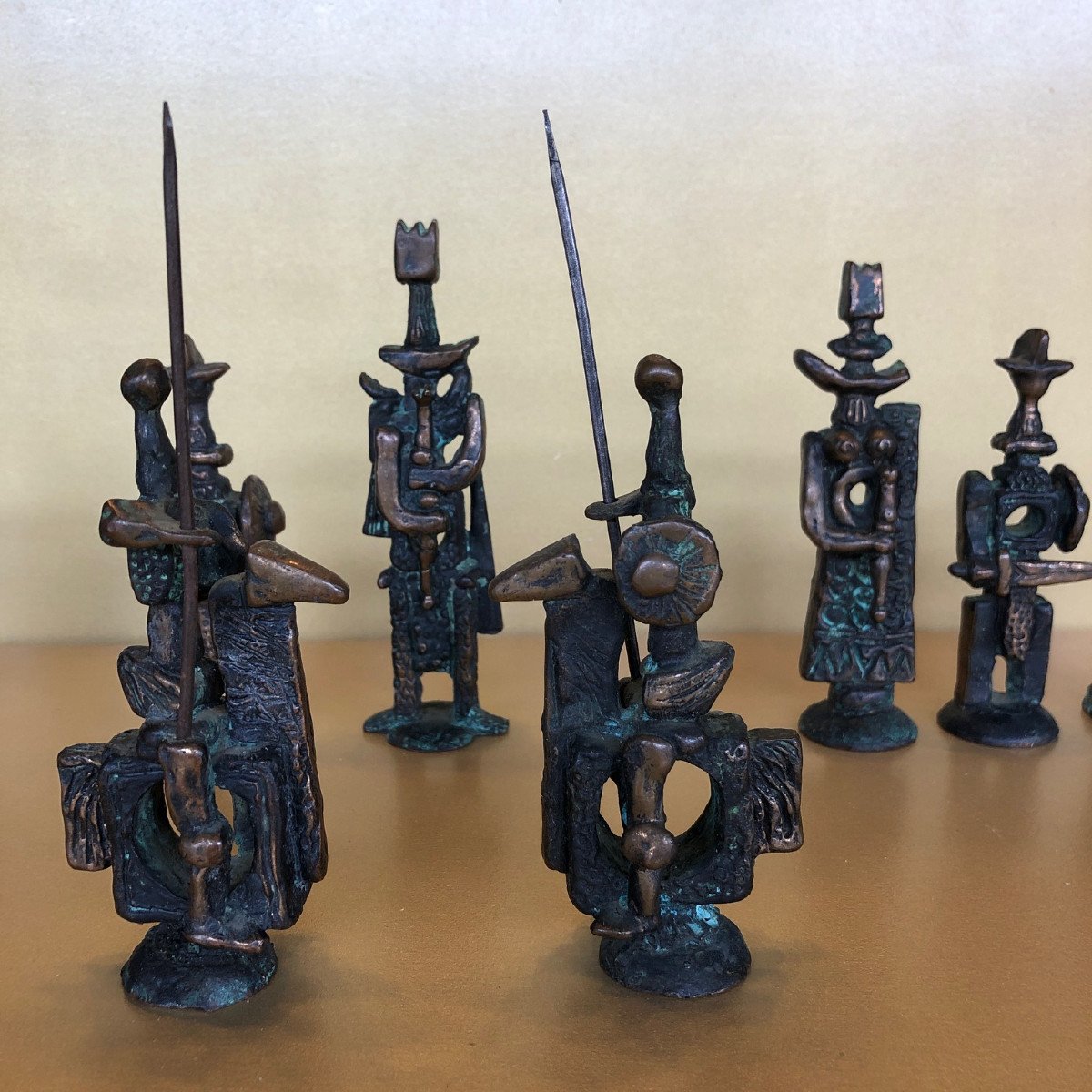 Chess Set In Silvered Bronze And Verdigris Bronze By The Italian Artist Francesco Russo-photo-4