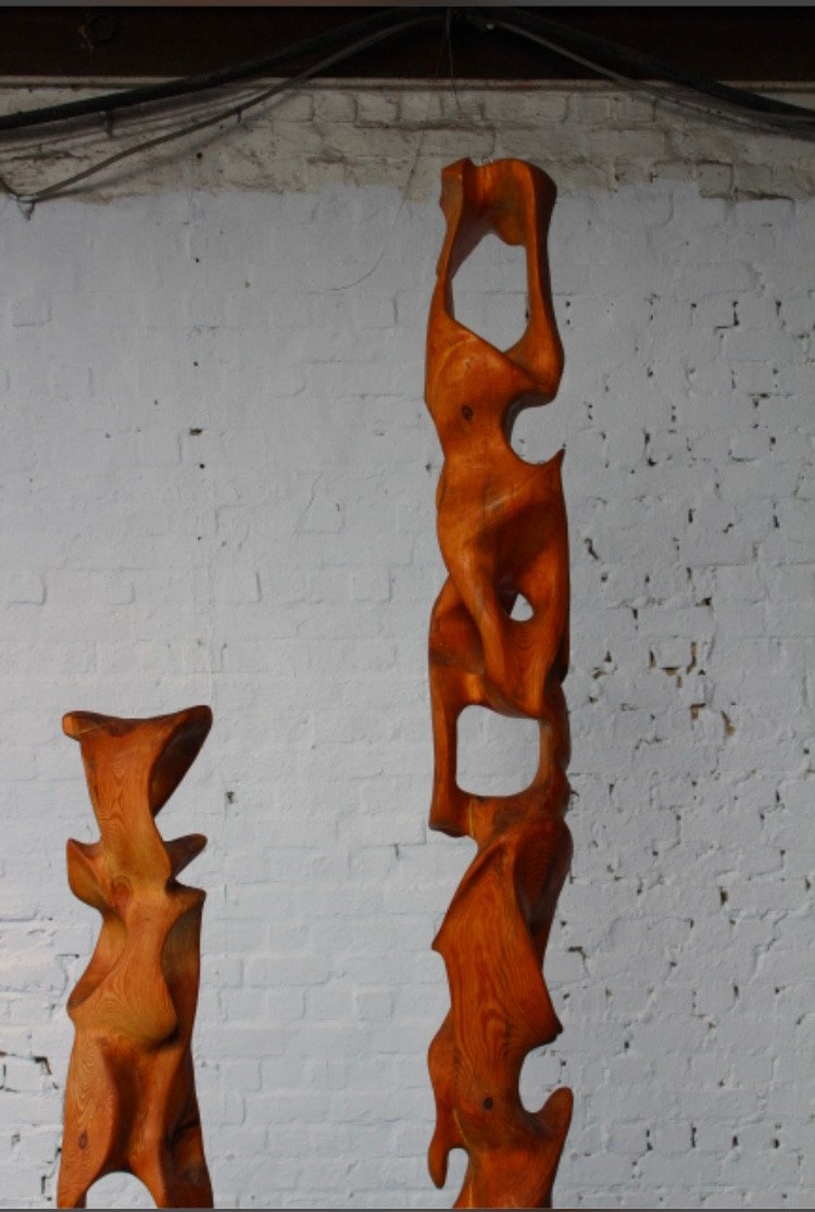 A Pair Of Sculptures Carved From The Trunk Of A Pine Tree By Marc Lampens Circa 1990-photo-4