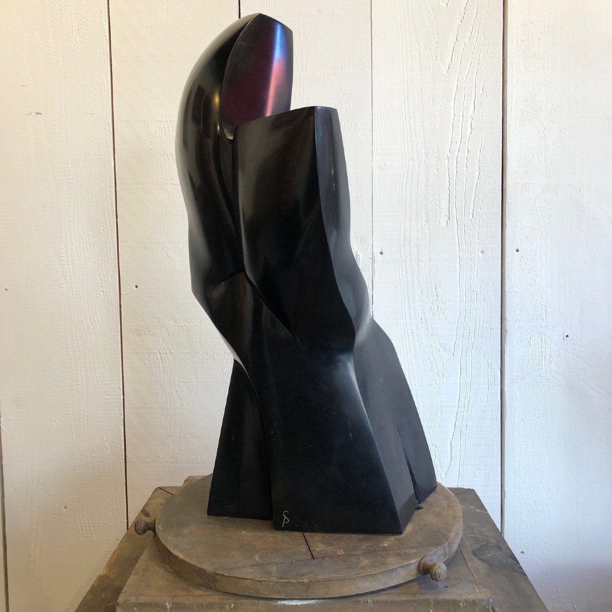 Sculpture "piéta" From 1999 In Belgian Black Marble By The Belgian Sculptor Pol Spilliaert-photo-4