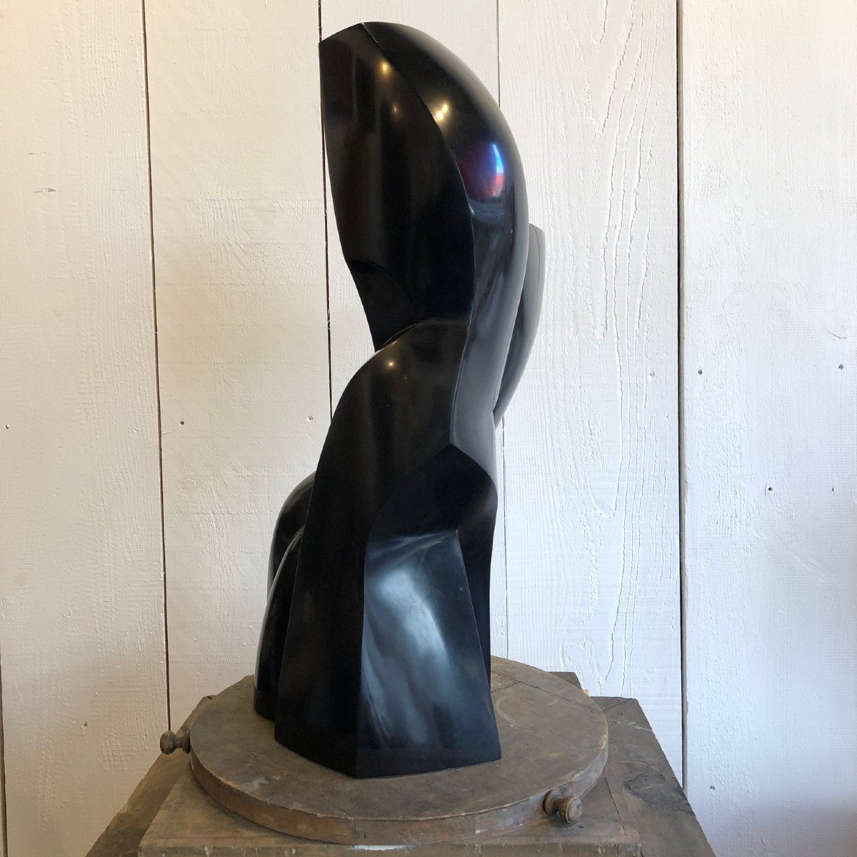 Sculpture "piéta" From 1999 In Belgian Black Marble By The Belgian Sculptor Pol Spilliaert-photo-3