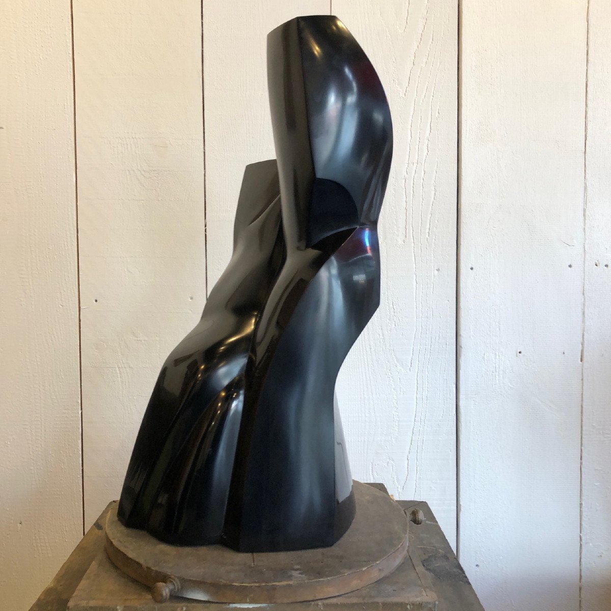 Sculpture "piéta" From 1999 In Belgian Black Marble By The Belgian Sculptor Pol Spilliaert-photo-4