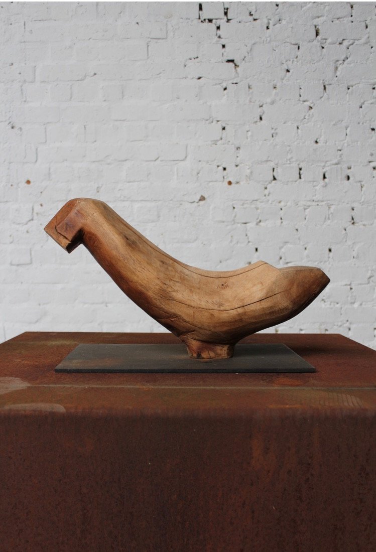 Free-form Chestnut Wood Sculpture By Roland Lavianne (1948-2022)