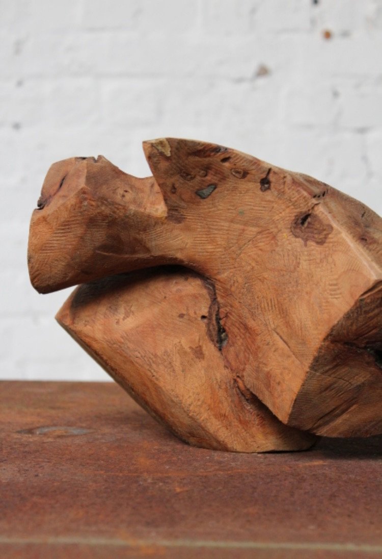 Free-form Chestnut Wood Sculpture By Roland Lavianne (1948-2022)-photo-2