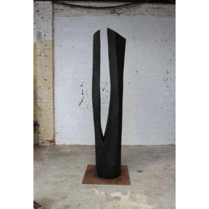 Solid Burnt Chestnut Wood Sculpture By Roland Lavianne (1948-2022)