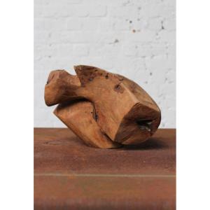 Free-form Chestnut Wood Sculpture By Roland Lavianne (1948-2022)