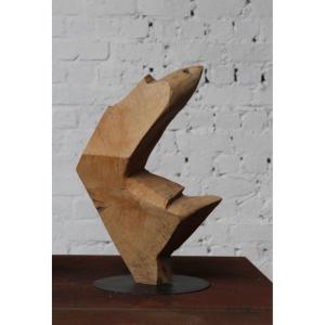 Free-form Chestnut Wood Sculpture By Roland Lavianne (1948-2022)