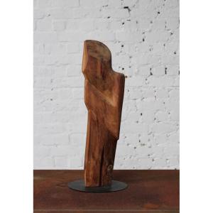 Free-form Chestnut Wood Sculpture By Roland Lavianne (1948-2022)