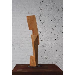 Free-form Chestnut Wood Sculpture By Roland Lavianne (1948-2022)