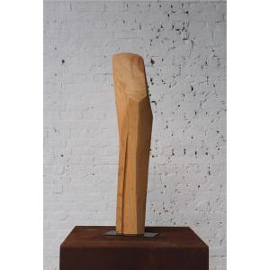 Free-form Chestnut Wood Sculpture By Roland Lavianne (1948-2022)