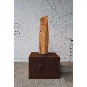 Free-form Chestnut Wood Sculpture By Roland Lavianne (1948-2022)