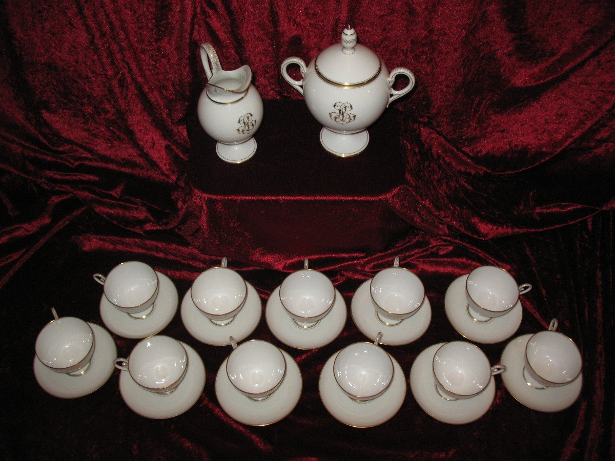 Service à thé en porcelaine de Paris d'une rare élégance époque 19ème-photo-2