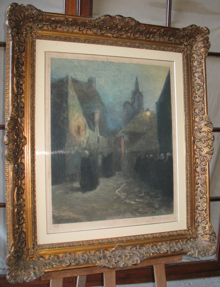 Douarnenez, Framed Etching By Fernand Legout-gérard - Brittany-photo-2