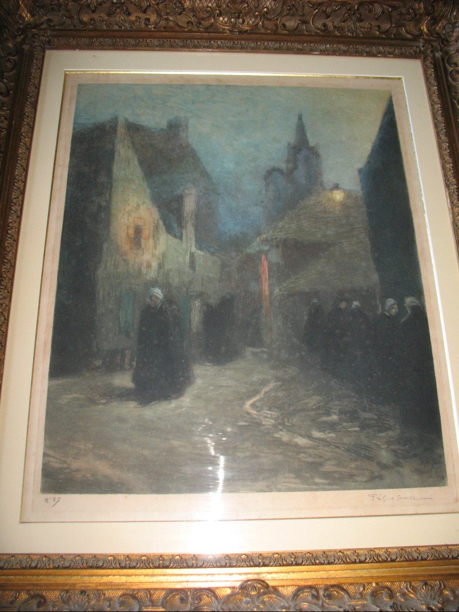 Douarnenez, Framed Etching By Fernand Legout-gérard - Brittany-photo-4
