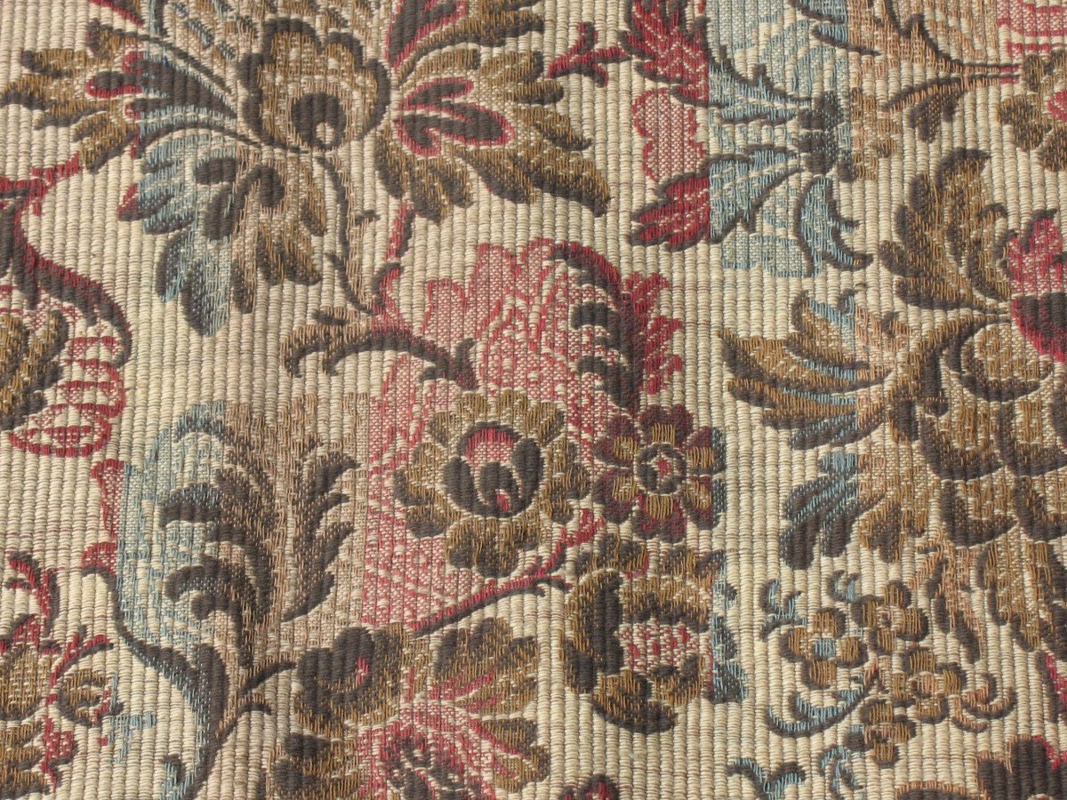 Pair Of Door Hanging Curtains In Woven Jacquard Floral Pattern Louis XIII Style Late 19th-photo-6