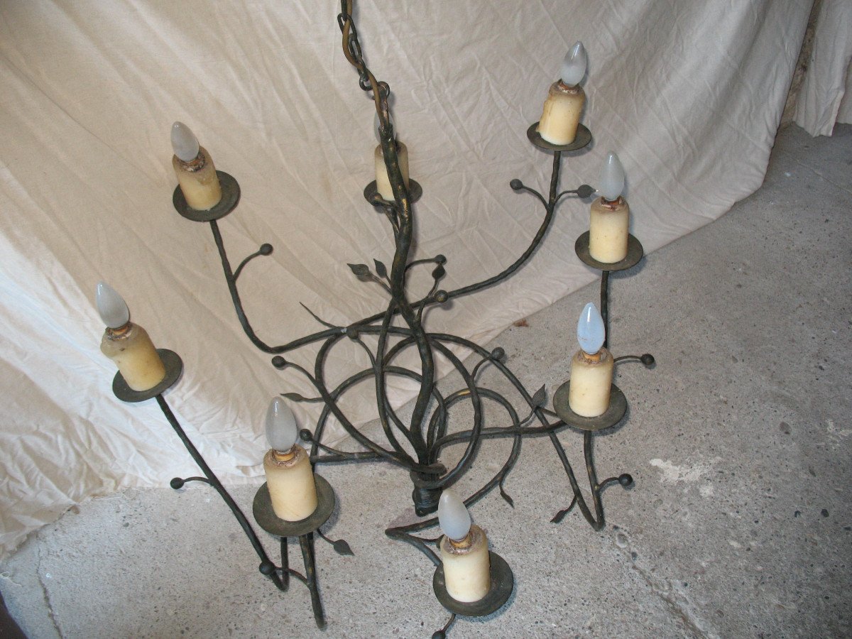 8-light Twisted Iron Chandelier Art Nouveau Style Mistletoe Decor-photo-5