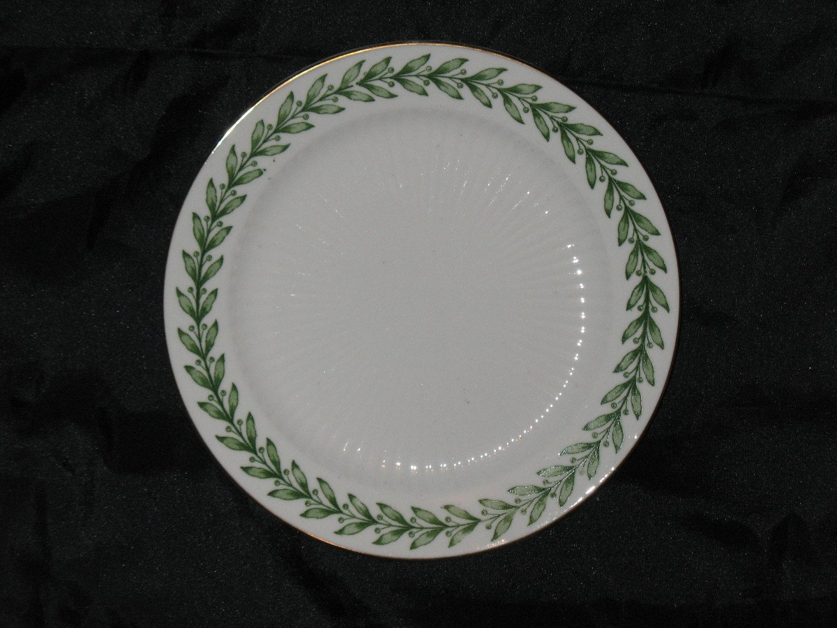 Dessert Service In Sarreguemines Porcelain With Laurel Leaf Decoration, 19th Century-photo-1