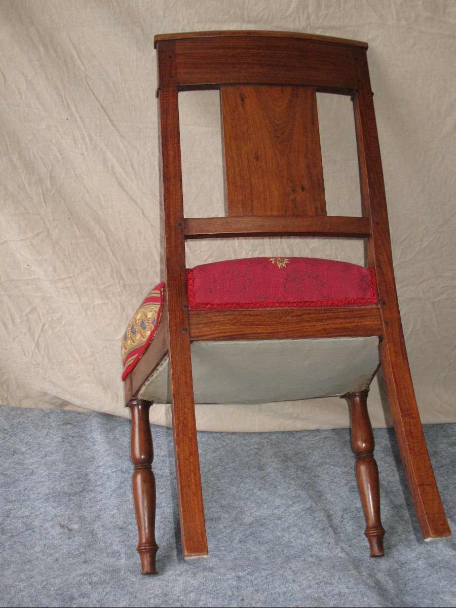 Suite Of 6 Very Solid Empire Style Solid Mahogany Chairs-photo-8