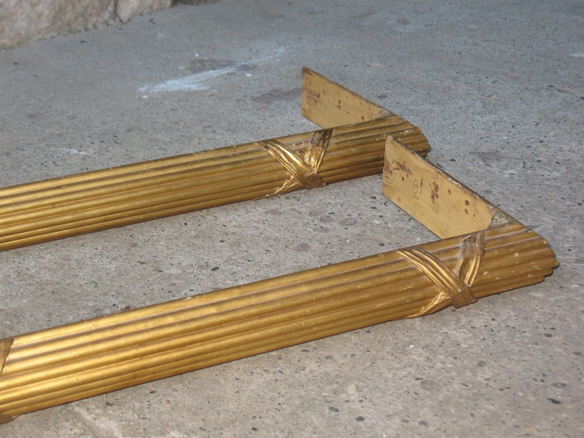 Pair Of Valances Or Bed Canopy In Gilded Wood, 19th Century Louis XVI Style-photo-2