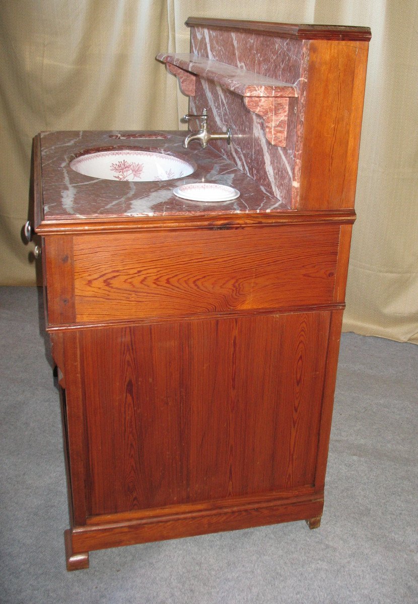 Meuble de toilette lavabo complet avec vasque et accessoires en faïence de Choisy le Roi 19ème-photo-6