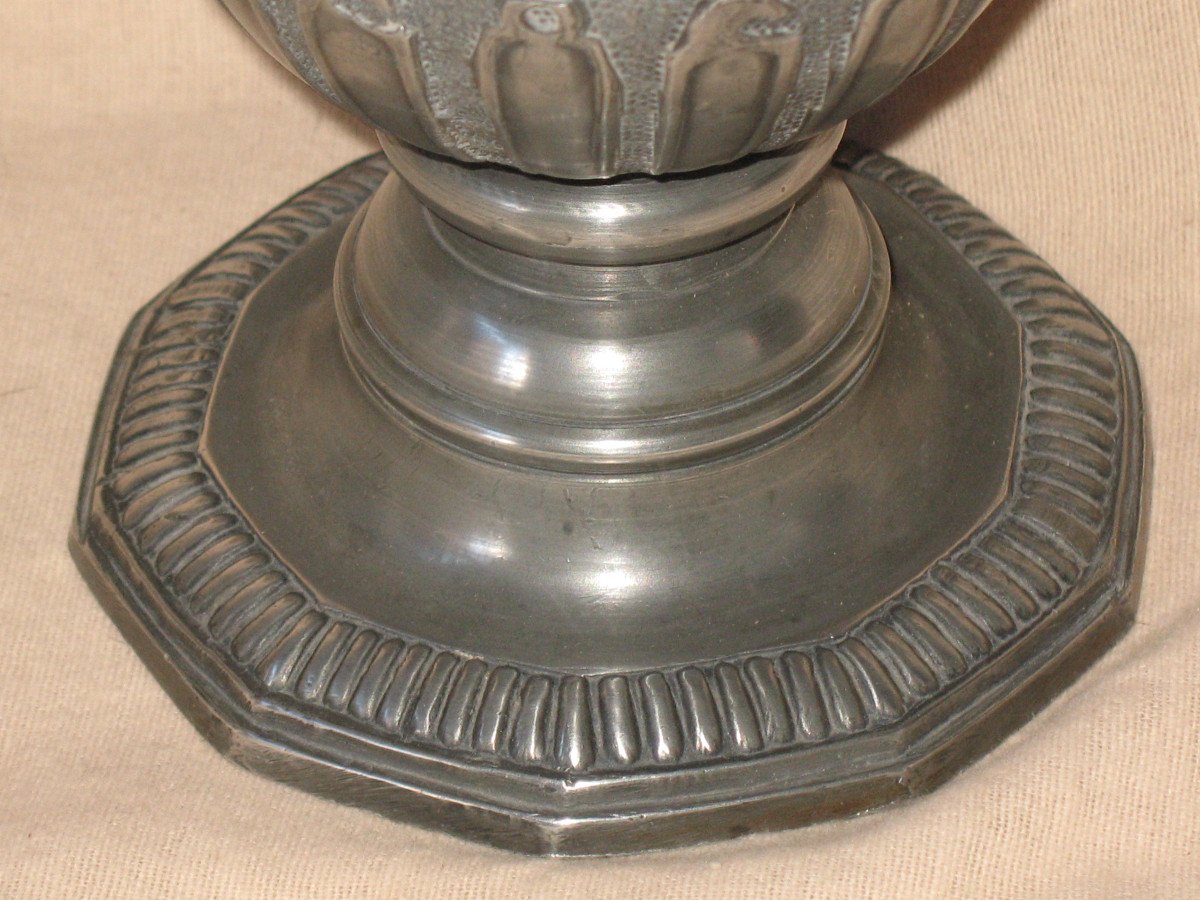 Pair Of Pewter Goblets, Early 20th Century, Renaissance Style-photo-5