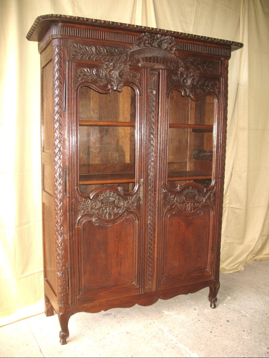 Wedding Cabinet Glazed And Carved In Oak 19th Time Origin Normandy-photo-4