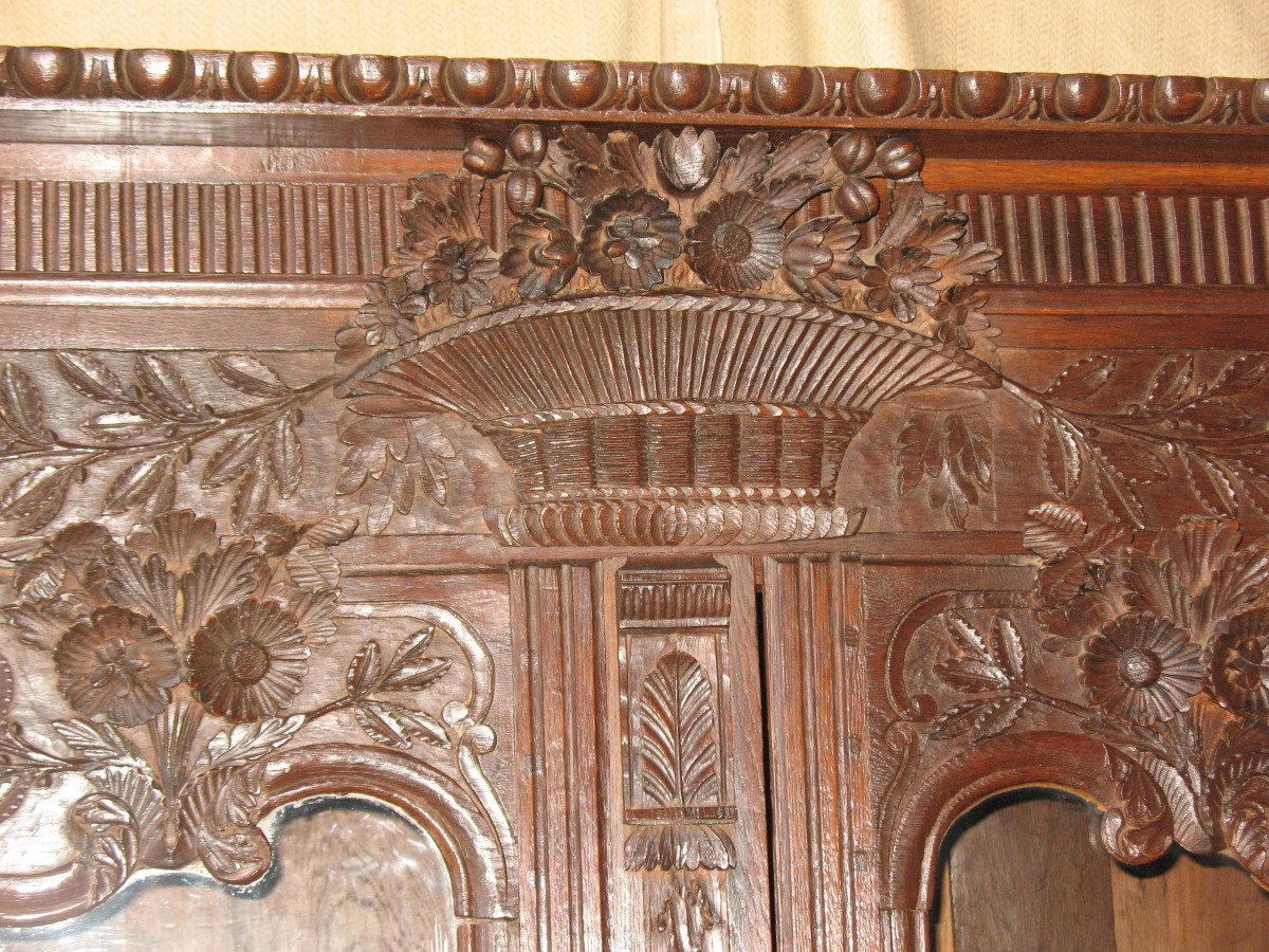 Wedding Cabinet Glazed And Carved In Oak 19th Time Origin Normandy-photo-2