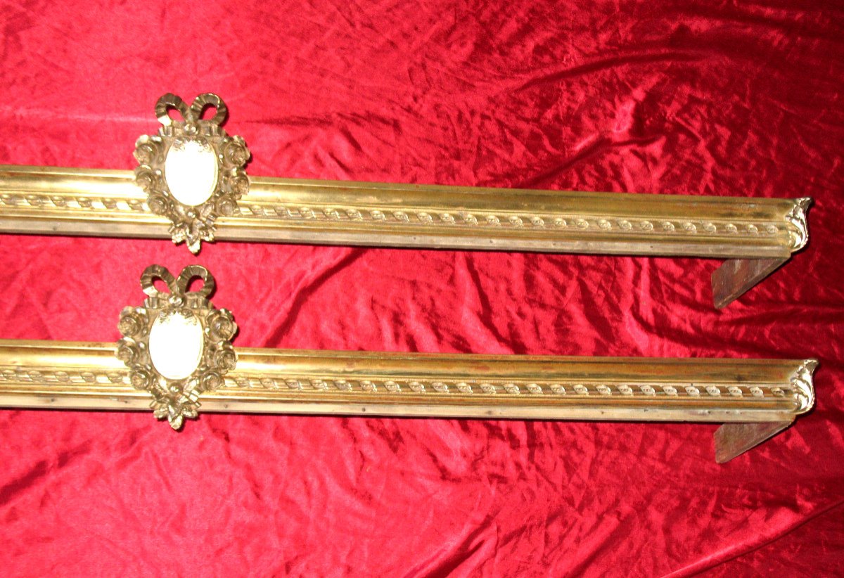 Pair Of 19th Century Bronze Bed Valances Or Canopy In Louis XVI Style-photo-4