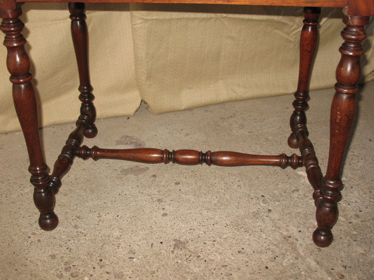 Small 19th Century Desk Writing Table In Solid Walnut, Louis XIII Style-photo-2