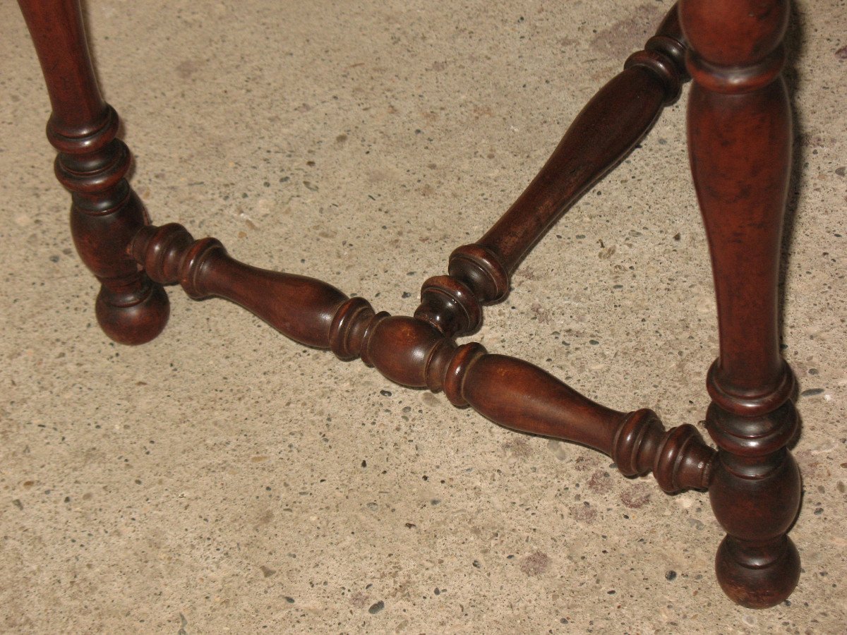 Small 19th Century Desk Writing Table In Solid Walnut, Louis XIII Style-photo-8